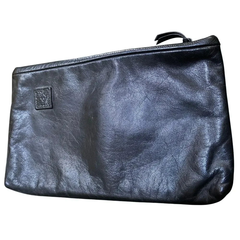 Vintage 1980s Anne‎ Klein for Calderon Lion Head Clutch Purse Black